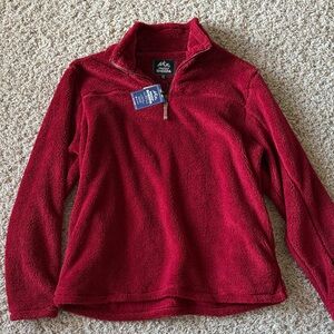 Red Quarter-Zip Fleece Pullover